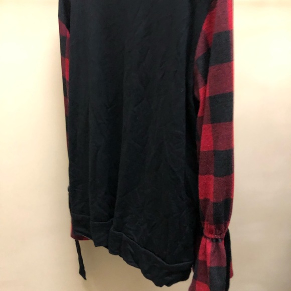 143 story black red check boutique sleeve long M - Picture 13 of 15